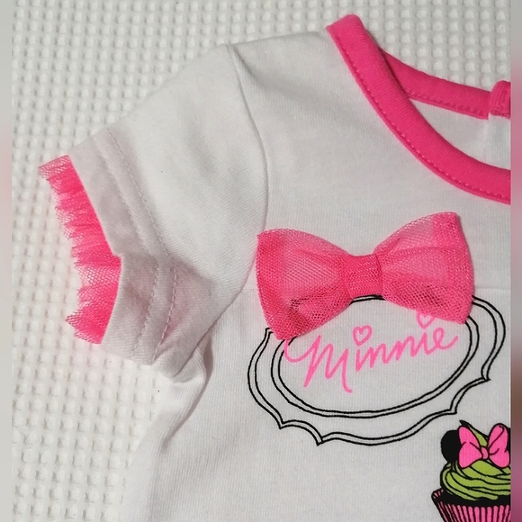 🔥SALE🔥 Disney Minnie Mouse Girl's Top and Tulle Skirt Leggings Set NWT SZ 0-3M - Picture 4 of 12